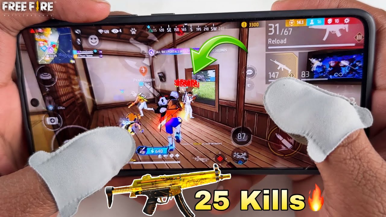 25 kills free fire onetap headshot full map gameplay 3 finger handcam in poco x6 pro gaming phone