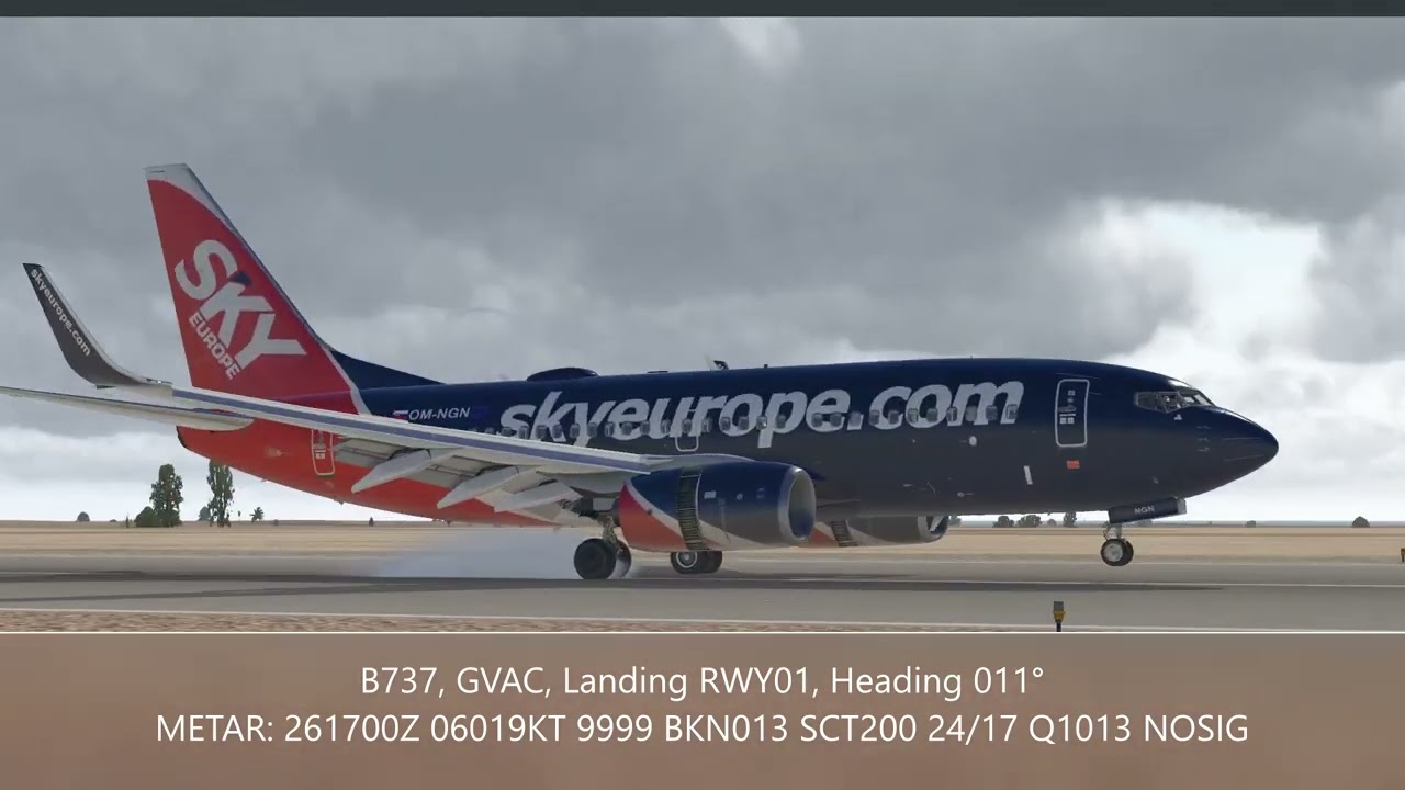 B737NG Landing at GVAC - Amílcar Cabral International, LevelUp 737NG Series, X-Plane 11