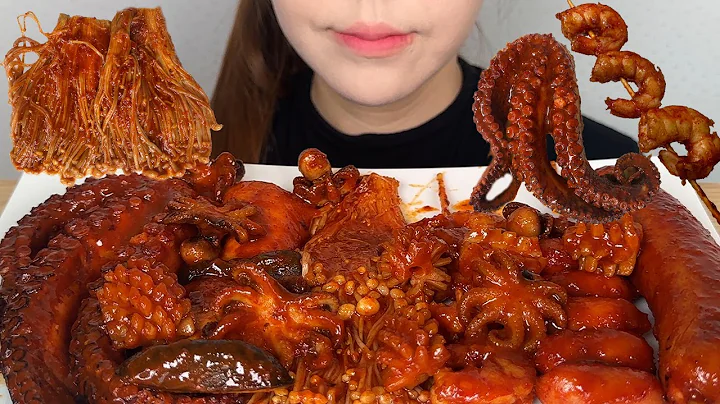 SPICY SEAFOOD BOIL MUKBANG 매운해물찜 먹방 SQUID, OCTOPUS, ENOKI MUSHROOM EATING SOUNDS