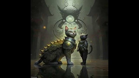 Mecha Mech Robots in the Sky Space Station Anthropomorphic cat surrounded by fractals(1)