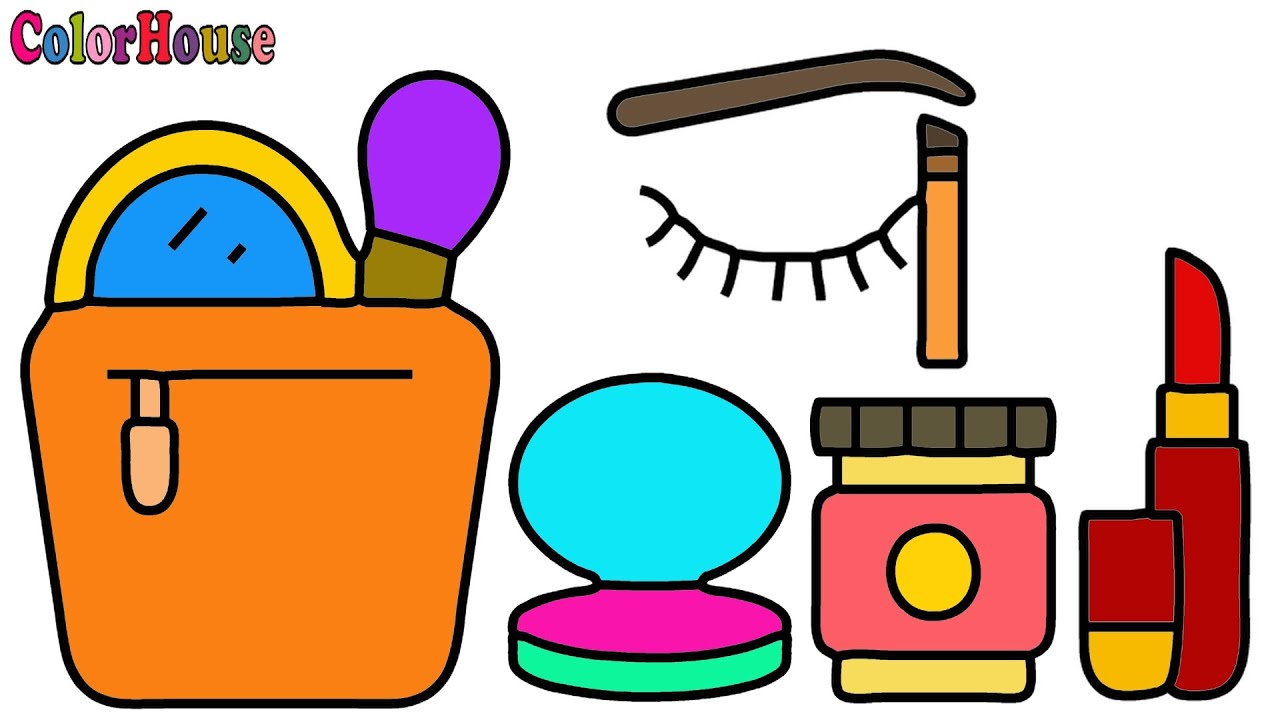 HOW TO DRAW MAKEUP KIT STEP BY STEP MAKEUP KIT DRAWING & COLORING
