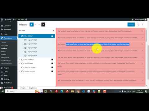 Fix Widget WP Error:  block was affected by errors and may not function properly.