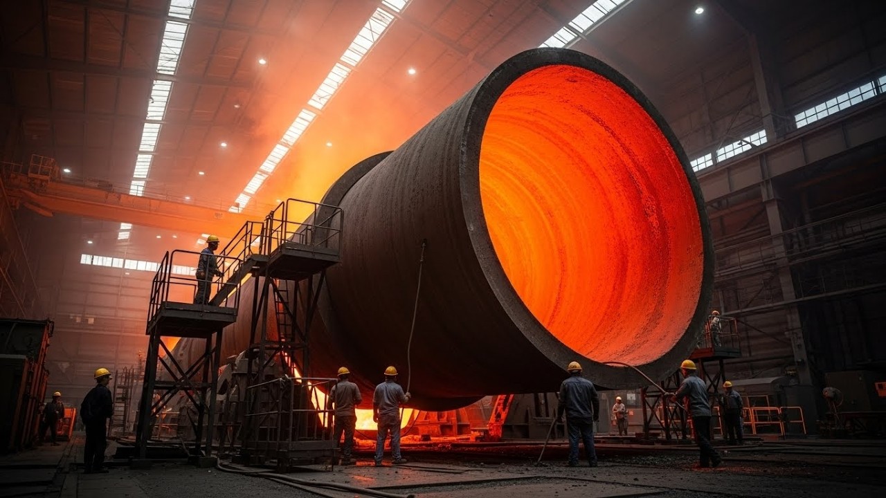Inside a Heavy Steel Mill Manufacturing Massive Seamless Pipes