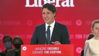 Justin Trudeau delivers victory speech after federal election win