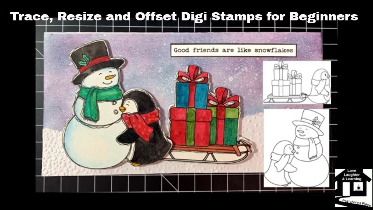 Trace, Resize, Offset and Watercolor Digital Stamps for Beginners