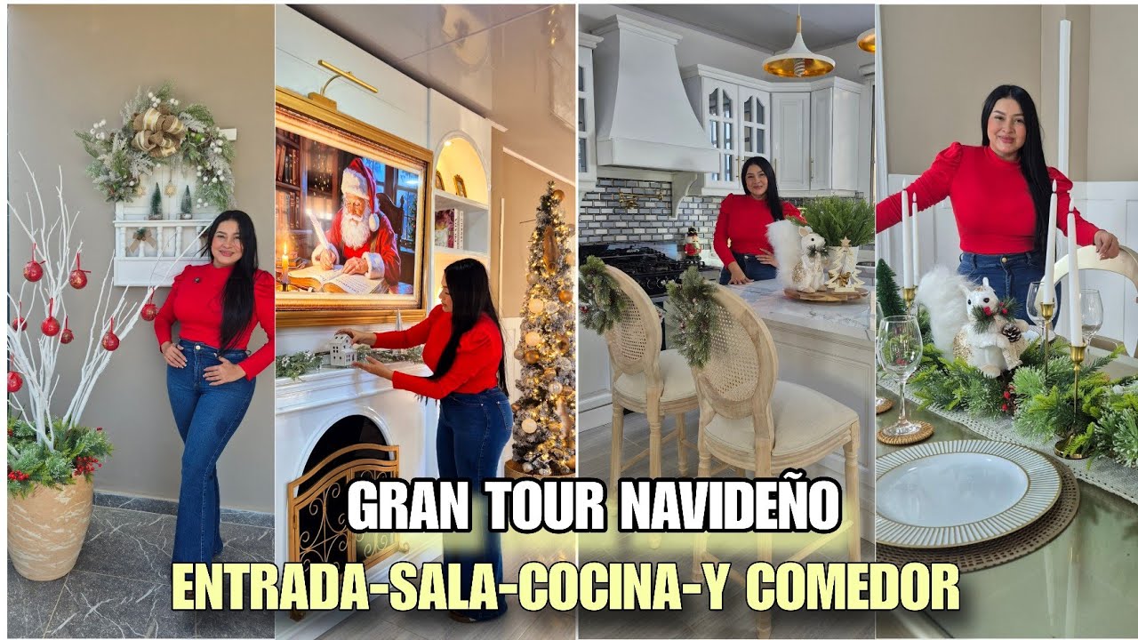 TODA 😱LA DECORACIÓN NAVIDEÑA DE LUJO ENTRADA SALA COMEDOR Y COCINA