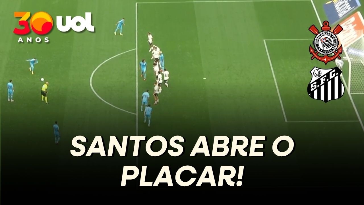 GOL DO SANTOS! NEYMAR COBRA FALTA NA TRAVE E OLIVA PEGA REBOTE PRA FAZER PRIMEIRO CONTRA CORINTHIANS