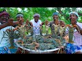Big lobster  50 kg lobster fry cooking and eating in village  lobster recipes with indian masala
