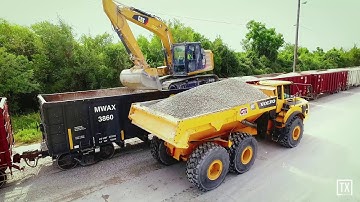 Texas Drone Company - Unloading Aggregate Train