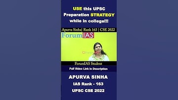 USE this UPSC Preparation STRATEGY while in college | Apurva Sinha | Rank 163 | UPSC 2022 | #shorts