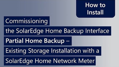 Commission SE Home Backup Interface: Partial Home Backup-Exisiting Installation-SE Home Network