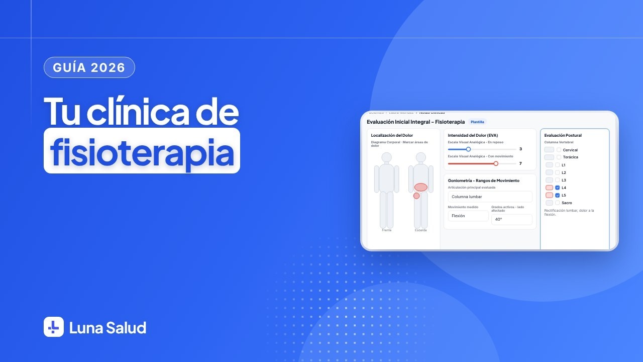 Software para fisioterapeutas: citas recurrentes, paquetes, notas y ejercicios en casa