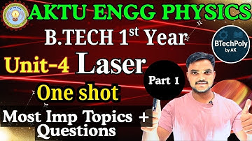 AKTU Engg Physics Unit 4 LASER | Complete One Shot | Important Topics & Questions #btechpolybyak