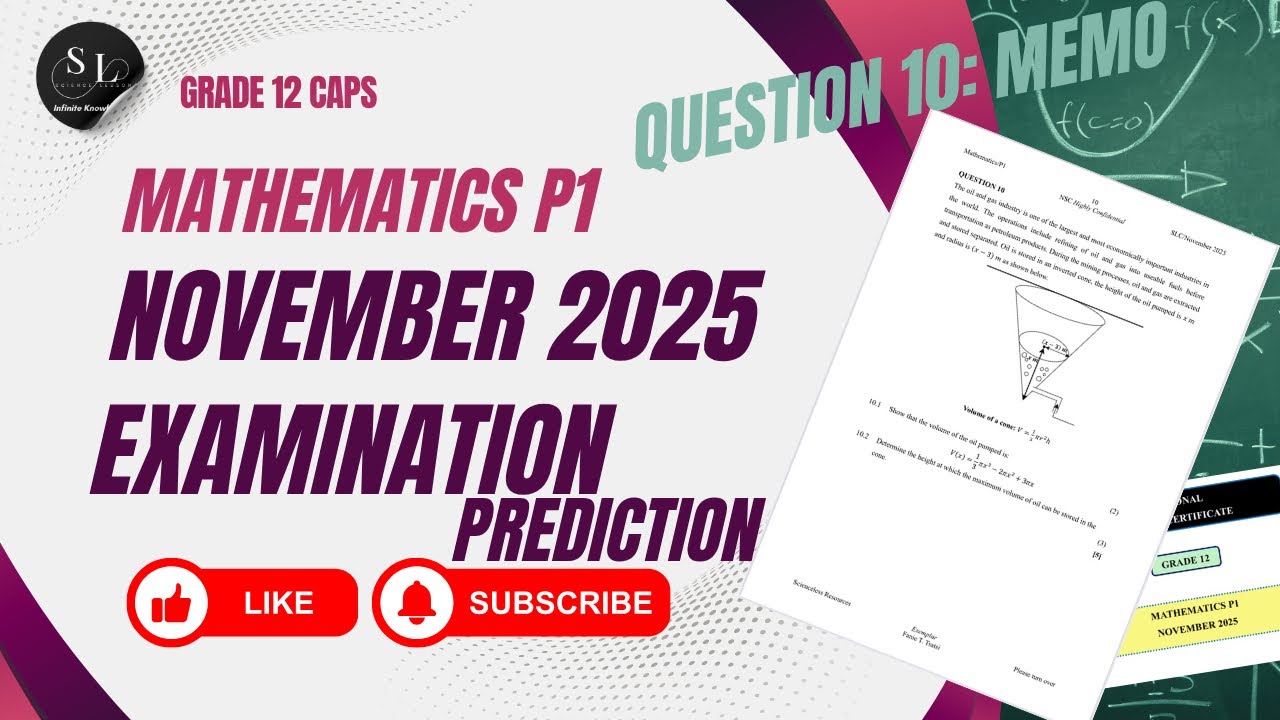 Application of Calculus | Grade 12 November Exam 2025 | Question 9 ...