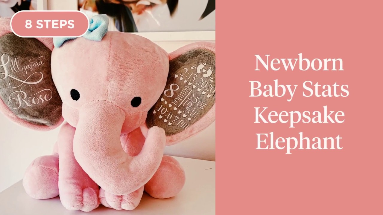 Download Iron On Stuffed Animal Newborn Baby Stats Keepsake Elephant How To Create Infant Stats Elephant Youtube