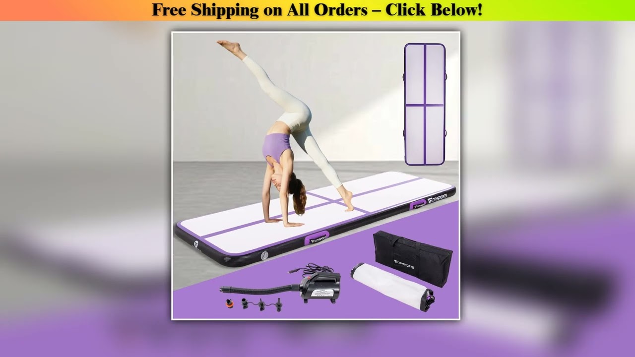 CITYSPORTS PRO Inflatable Air Gymnastics Mat, Yoga Mat, Training Mat with Electric Pump for Home