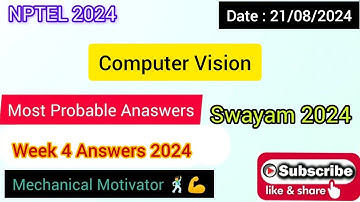 Computer Vision WEEK 4 |Assignment 4 Solution | NPTEL | SWAYAM 2024