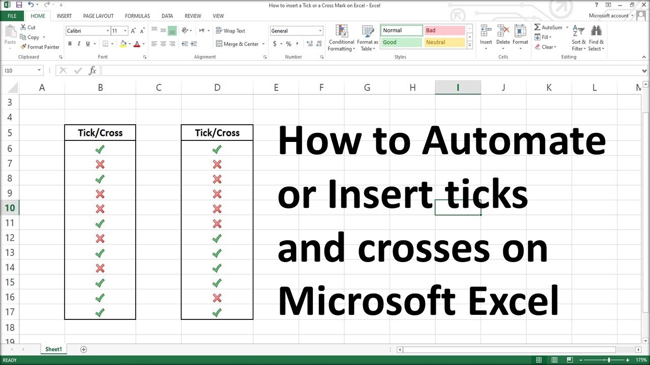 How to Automate or Insert a Tick or a Cross Mark on Microsoft