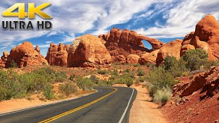 1.5 Hours of Scenic Desert Driving Through Arches National Park 4K Moab, Utah