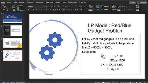 Using Microsoft Solver Add in to Solve LP Models