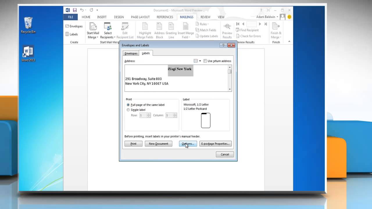 ms word 2013 mail merge labels from excel