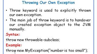 Throwing Our Own Exception in JAVA||JAVA in Telugu Lecture-65
