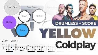 Coldplay - Yellow | Drumless Backing Track w/ DRUM SCORE + Original Vocals | Sheet Music
