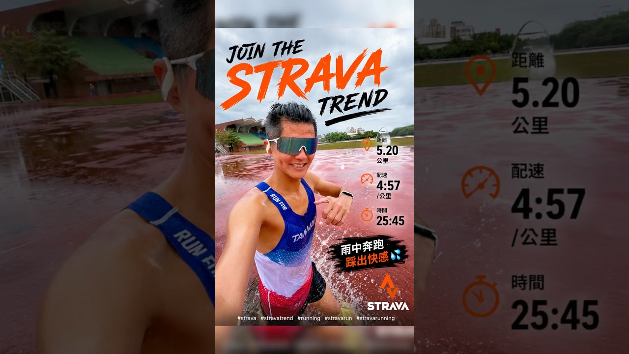 下雨跑步直接踩爆水坑💦|Join The Strava Trend 🏃♂️🌧️ #shorts 縮圖