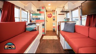 DIY School Bus Conversion W/ Clever Murphy Bed & Mobile Income Studio