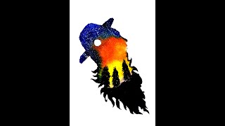 Beard Man With Amazing Scenery / Acrylic Painting