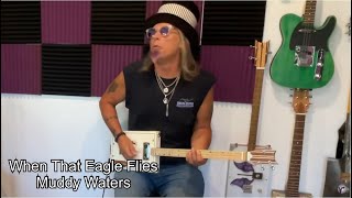 When The Eagle Flies Muddy Waters on 3 String Cigar Box Guitar Suitcase Drum High Hat Carvin V3m amp