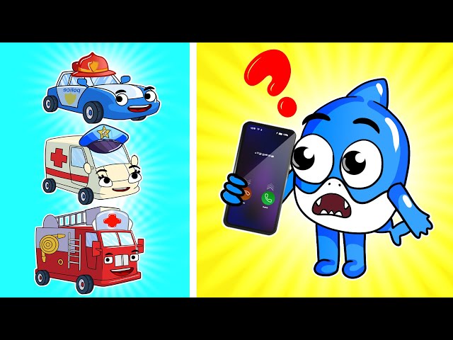 Baby Shark Calls Rescue Team Song 😆🚒🚓🚑 Whose Car is This? | Nursery Rhymes & Kids Songs class=