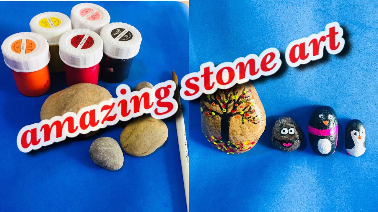 stone art stone painting for beginners easy stone art YouTube