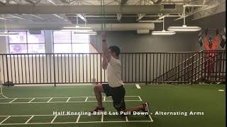Half Kneeling Band Lat Pull Down   Alternating Arms