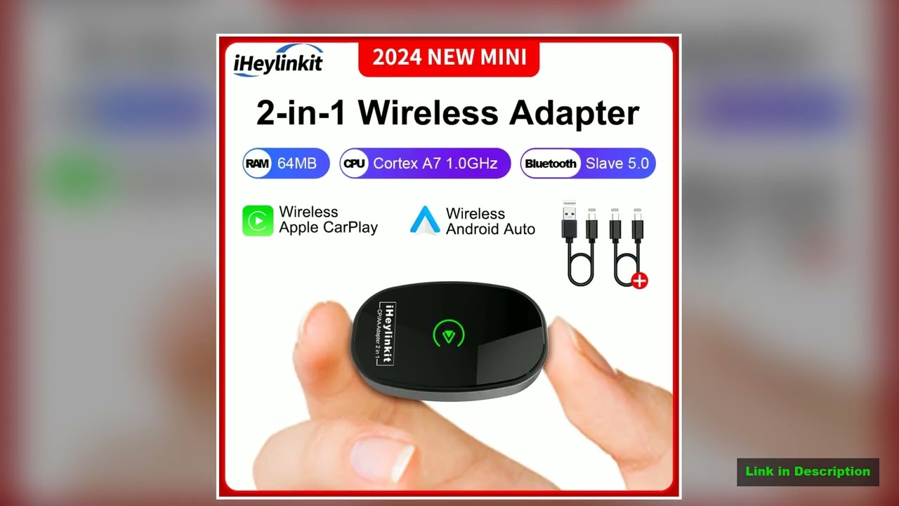 iHeylinkit 2024 NEW Wireless CarPlay Android Auto Wireless Adapter Smart Mini Box Plug And Play