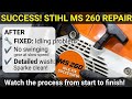 how to fix idle problem, swinging gear, not stopping at slow😤 #stihlms260 #chainsaw
