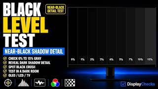 4K Black Level & Shadow Detail Test | Near-Black Grayscale 0-15%