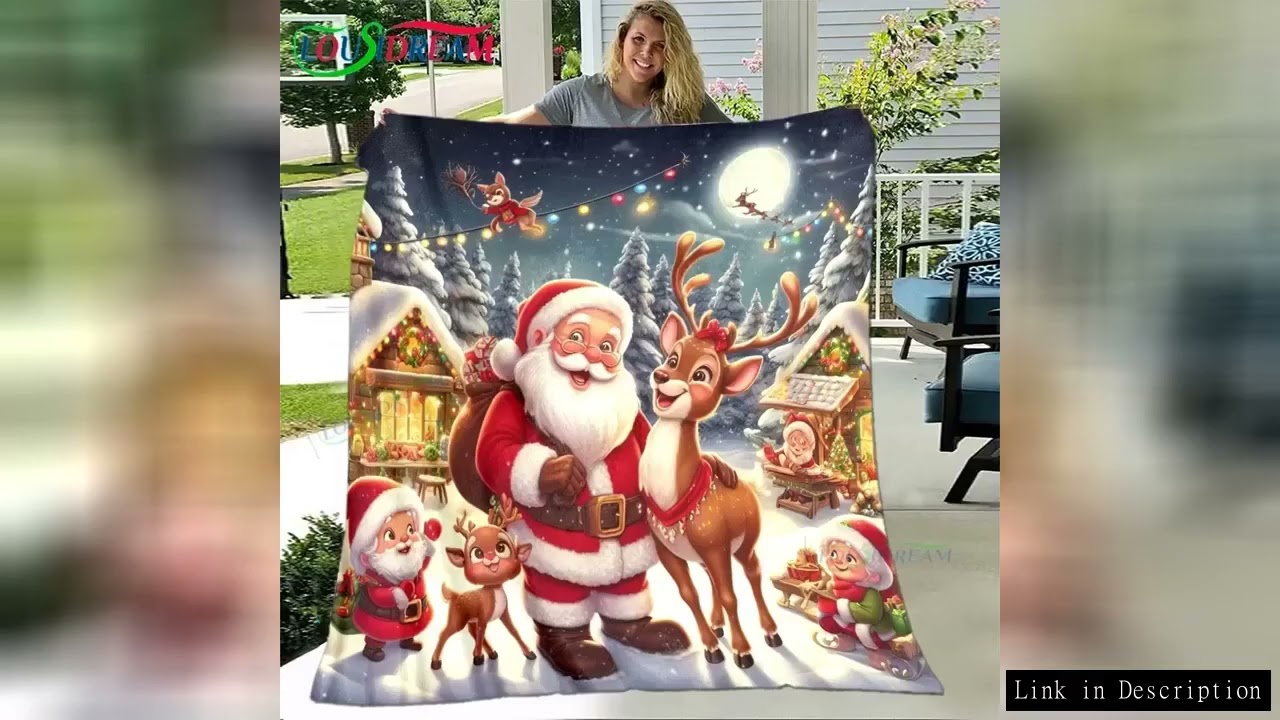 Christmas Santa Claus Printed Flannel Soft Blanket  Living Room Bedroom Sofa Bed Blanket New Year's
