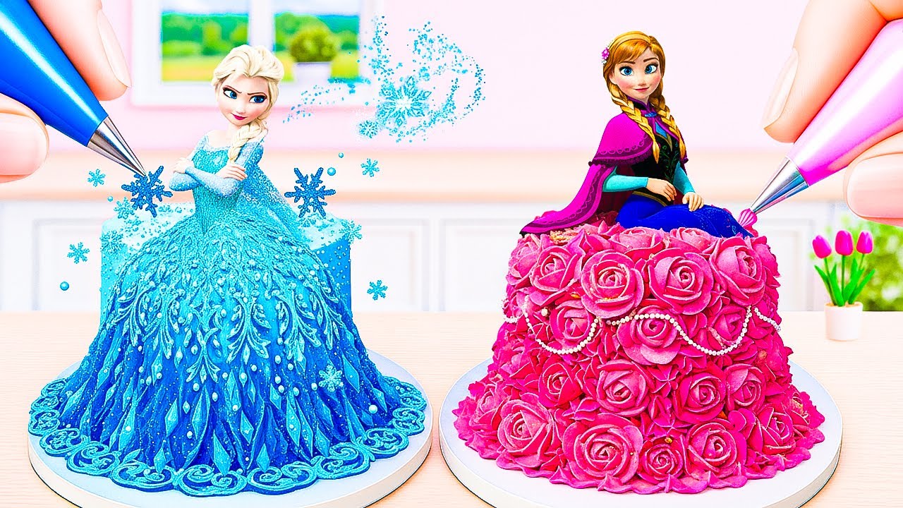 Битва за торты принцесс Эльзы и Анны 💙💖 | Розово-голубой мини-торт | Лили Тини