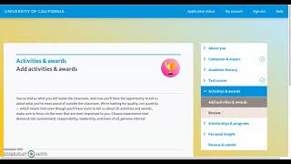 UC Application: Activities and Awards screenshot 5