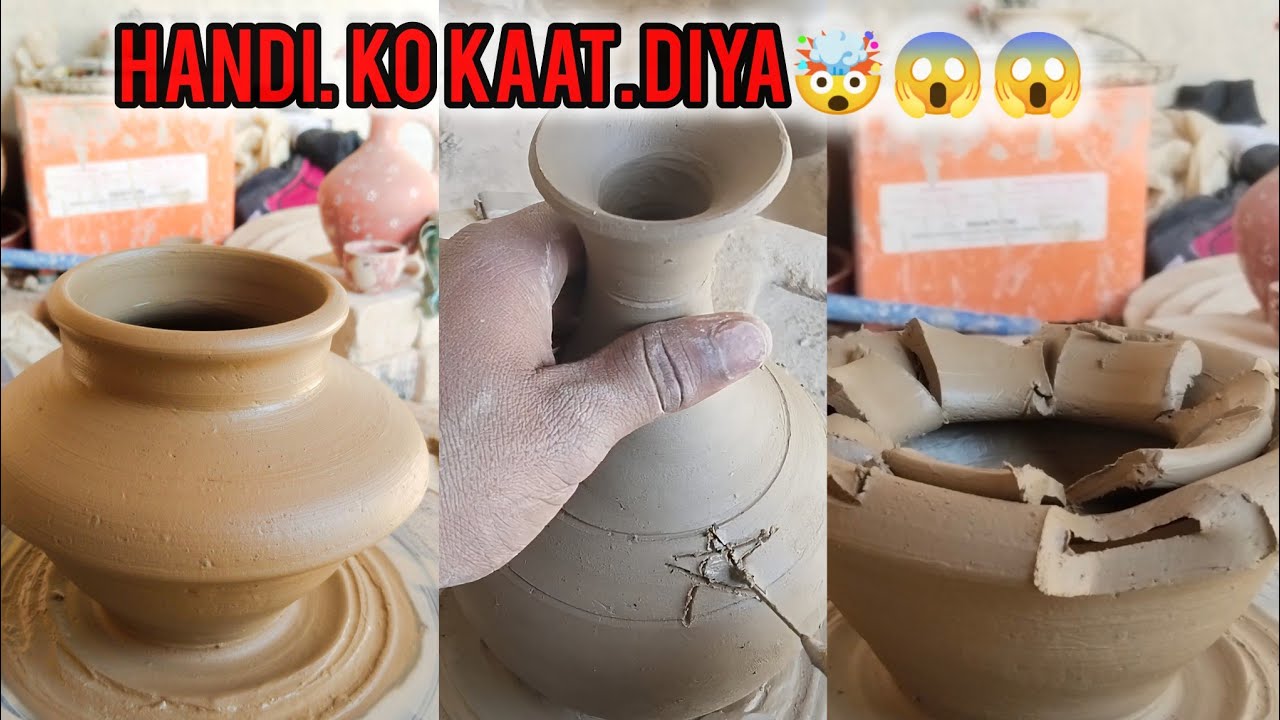 मिट्टी कि हांदी को काट दिया🤯😱😱 clay flower pot toturial 🌷🌹😱😱😱😱😱😱😱😱😱😱😱