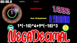 1000₍₁₀₎  ~  -1000₍₁₀₎  countdown Base(-10),NegaDecimal timer alarm🔔