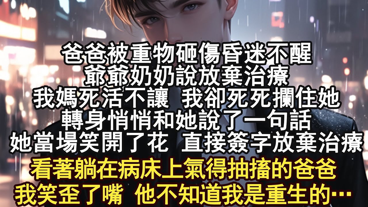 爸爸被重物砸傷昏迷不醒爺爺奶奶說放棄治療我媽死活不讓 我卻死死攔住她轉身悄悄和她說了一句話她當場笑開了花 直接簽字放棄治療看著躺在病床上氣得抽搐的爸爸我笑歪了嘴 他不知道我是重生的…