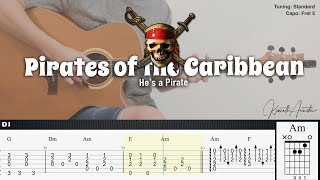 PDF Sample Pirates of the Caribbean He's a Pirate - Hans Zimmer guitar tab & chords by Kenneth Acoustic.