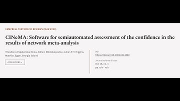 CINeMA: Software for semiautomated assessment of the confidence in the results of net... | RTCL.TV