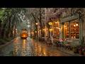 Quiet Vintage Café Tram Street in the Spring Rain 🌧️ Relaxing Warm Jazz for Study &amp; Peaceful Moments