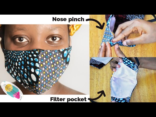 & ELASTIC Details about   Fitted Handmade Cotton Fabric Face Mask w/ Pocket Wire Nose 