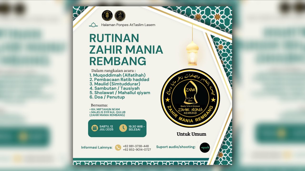 🔴LIVE STREAMING - RUTINAN MAJELIS TA'LIM & SHOLAWAT SYIFA'UL QULUB - ZAHIRMANIA REMBANG
