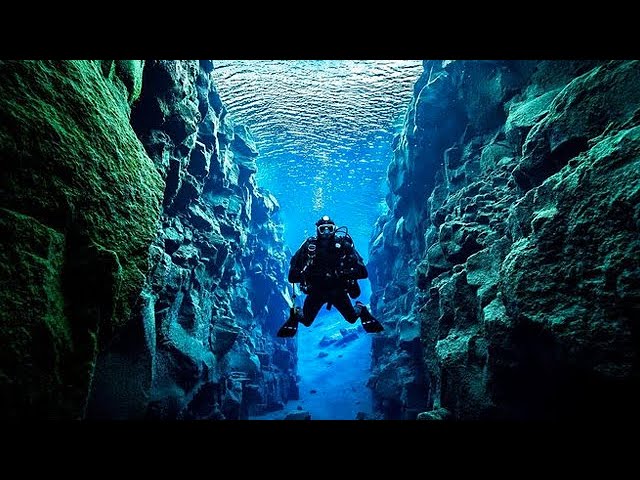Diver in Iceland's Silfra Fissure