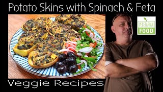 Spinach Feta Potato Skins | Vegetarian Recipes | Potato Skins | Feta Cheese